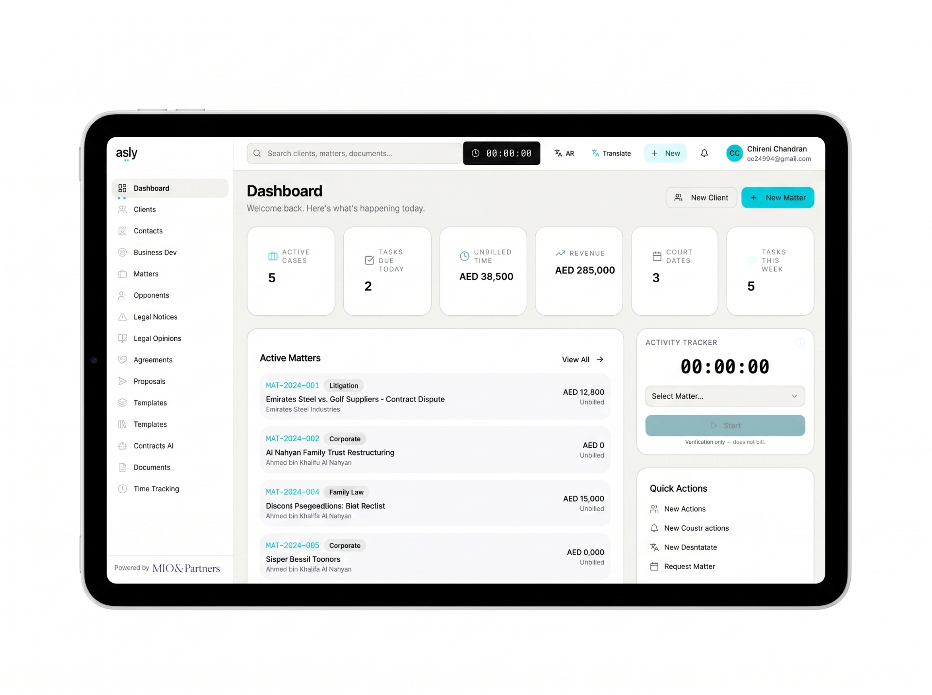 asly practice management interface